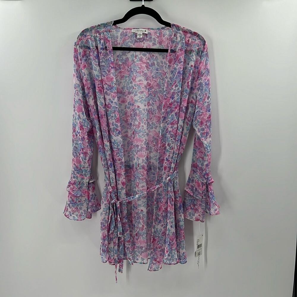 In Bloom by Jonquil Sheer Floral Wrap - Pink/Blue - M/L - NWT